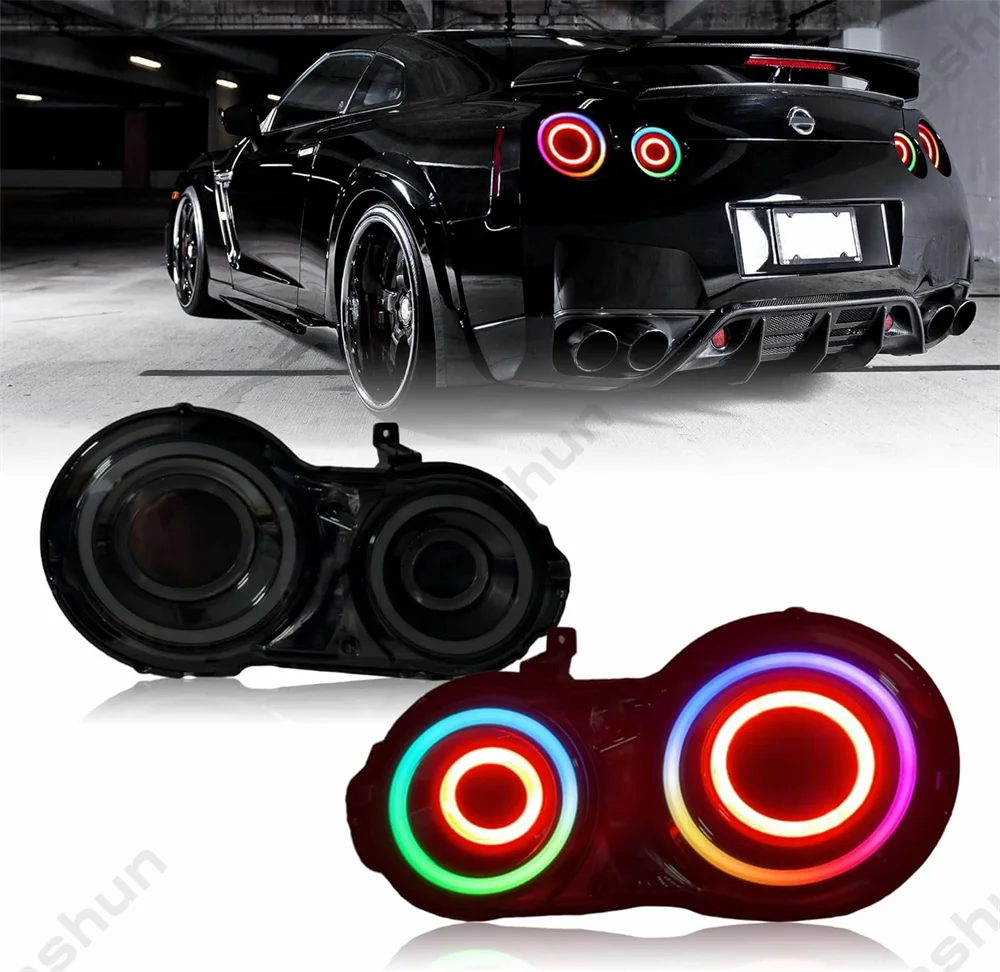 Pair LED Taillights For Nissan GTR GT-R R35 2009 2010- 2024 Taillamp Rear Sequential Fog Brake Turn Signal Lamp Reverse Light