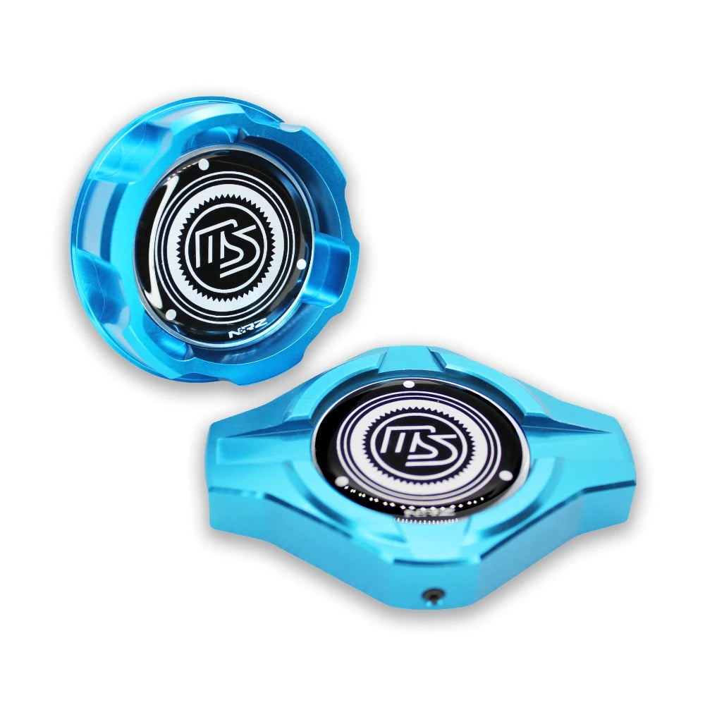 Billet Aluminum Engine Bay Cap Set | Oil Filler Cap & Radiator Cap Cover | Mazda RX-7, RX-8, MX-5 Miata, Protegé, 323 & More