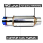 Universal 3.5" 89mm HKS Hi-Power Exhaust Muffler, High Rev Sound,Titanium Burnt Tip, High Flow Racing Sound Muffler