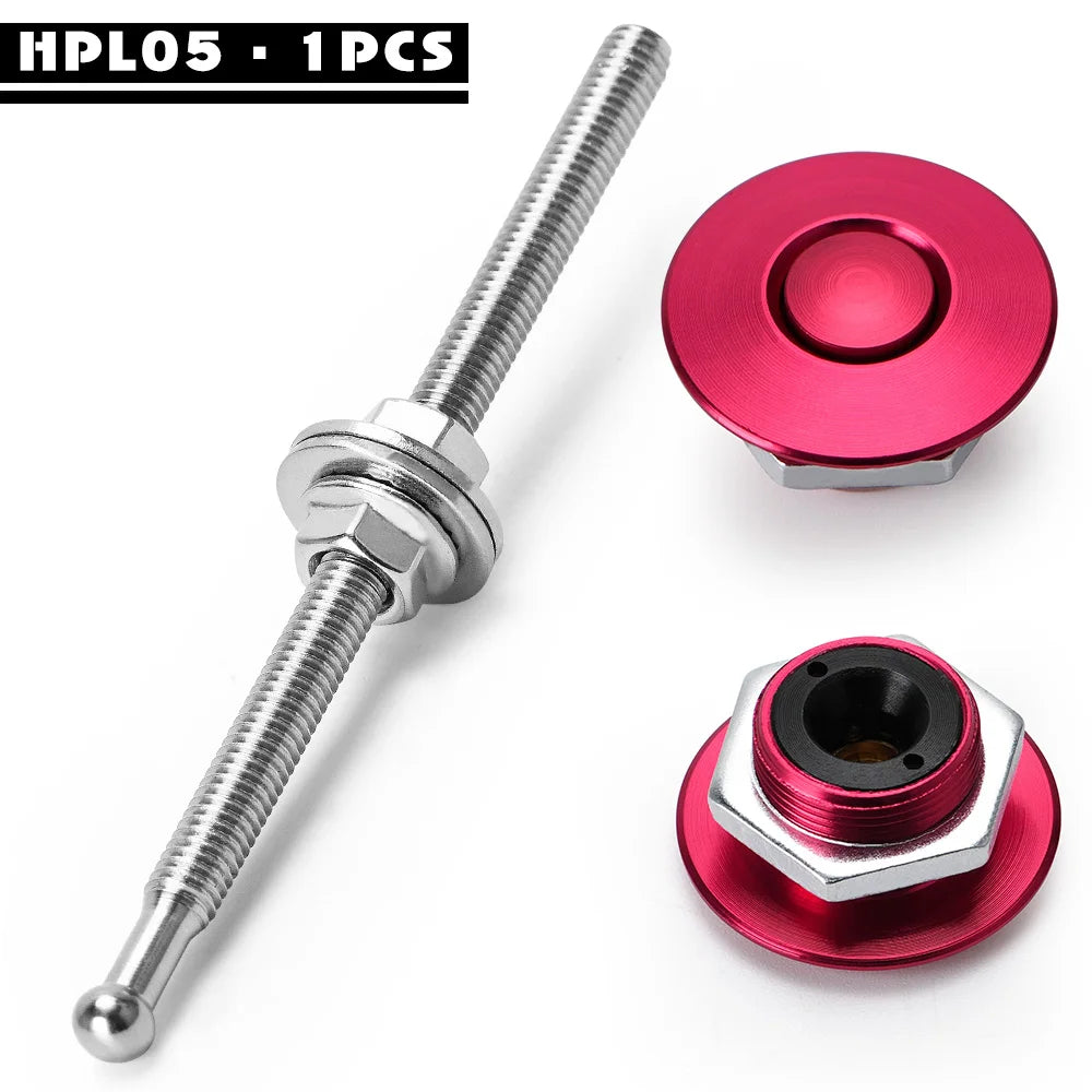 LZONE - 1.25" Universal JDM Style Push Button Billet Hood Pins Lock Clip Kit Car Quick Pins For BMW ec JR-HPL04/05