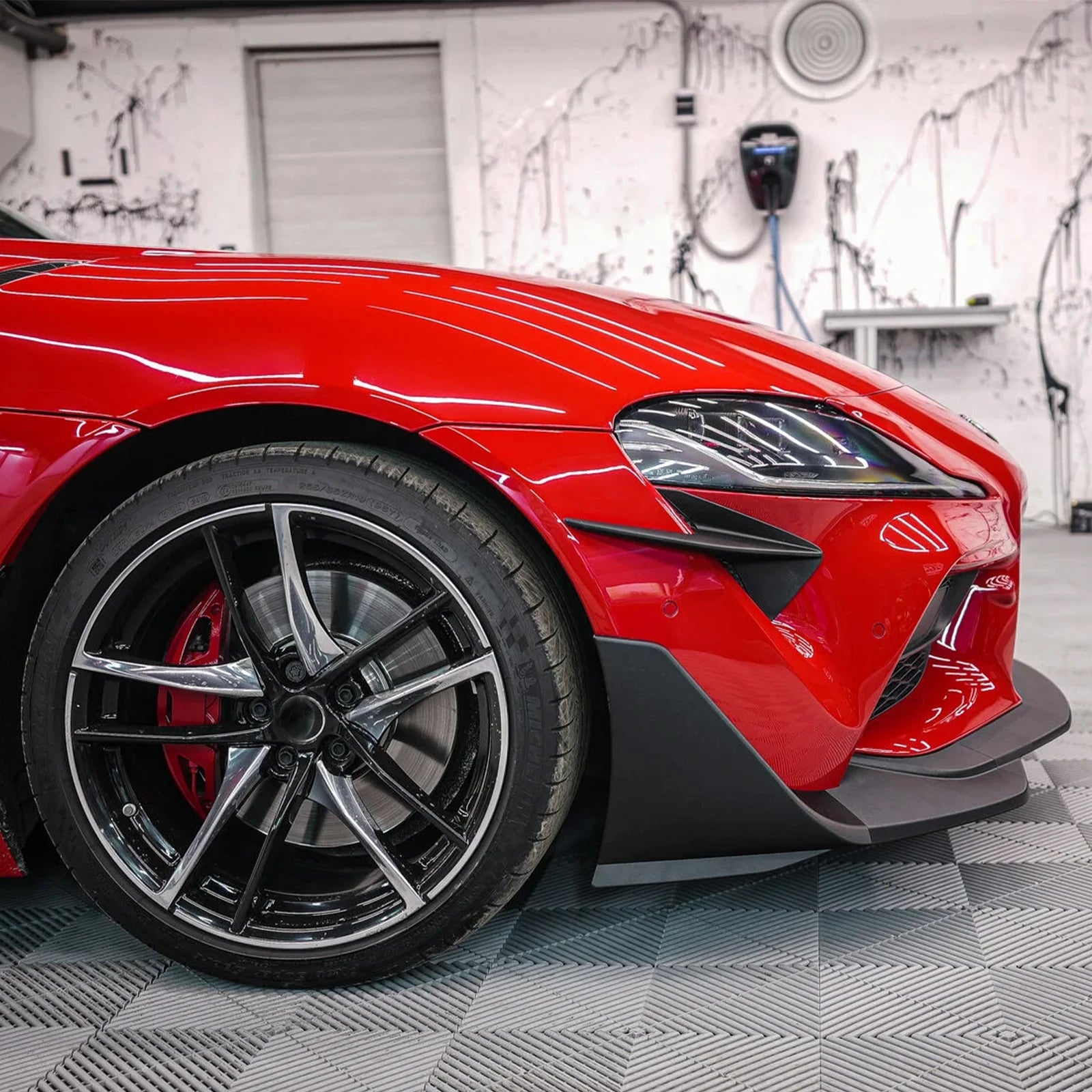 Front Bumper Canards Blade Spoiler Air Vent Planes Body Kit For Toyota Supra A90 A91 2019-2025 Glossy Black Carbon Fiber Look