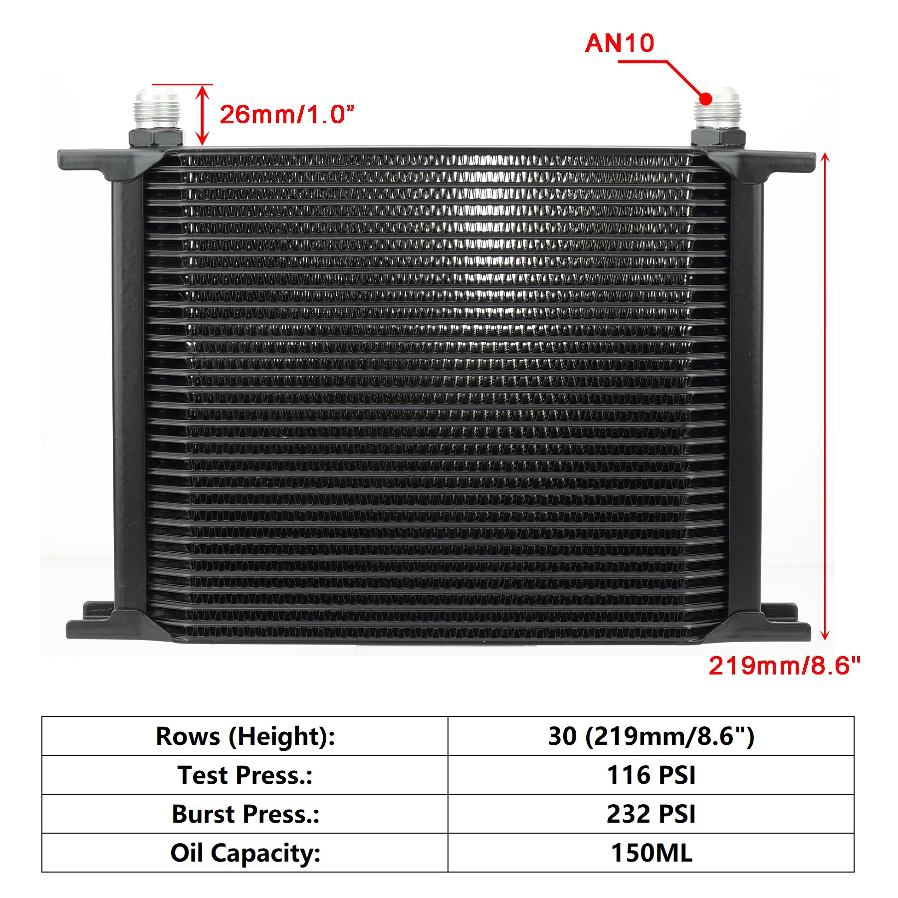 Universal AN10 Stacked Plate Oil Cooler | High-Performance Aluminum Engine & Transmission Cooler