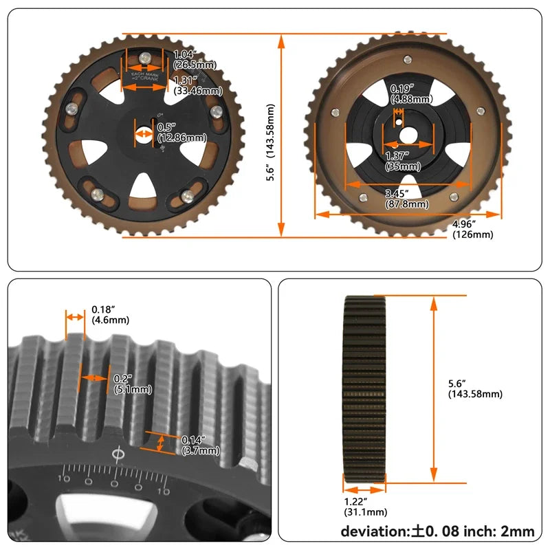 CSKS adjustable Billet Cam Gear Set (2PCS) | Mitsubishi 4G63 / 4G63T | EVO I–IX