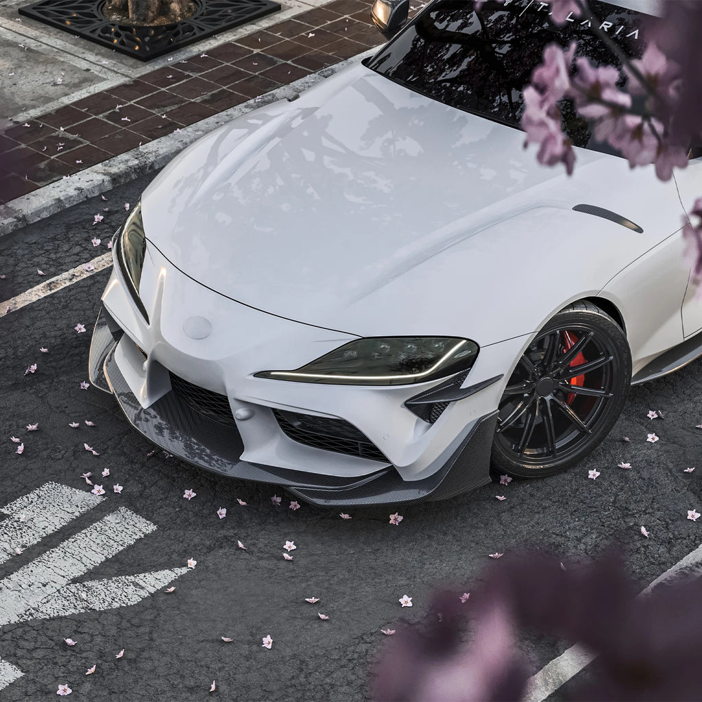 Front Bumper Canards Blade Spoiler Air Vent Planes Body Kit For Toyota Supra A90 A91 2019-2025 Glossy Black Carbon Fiber Look