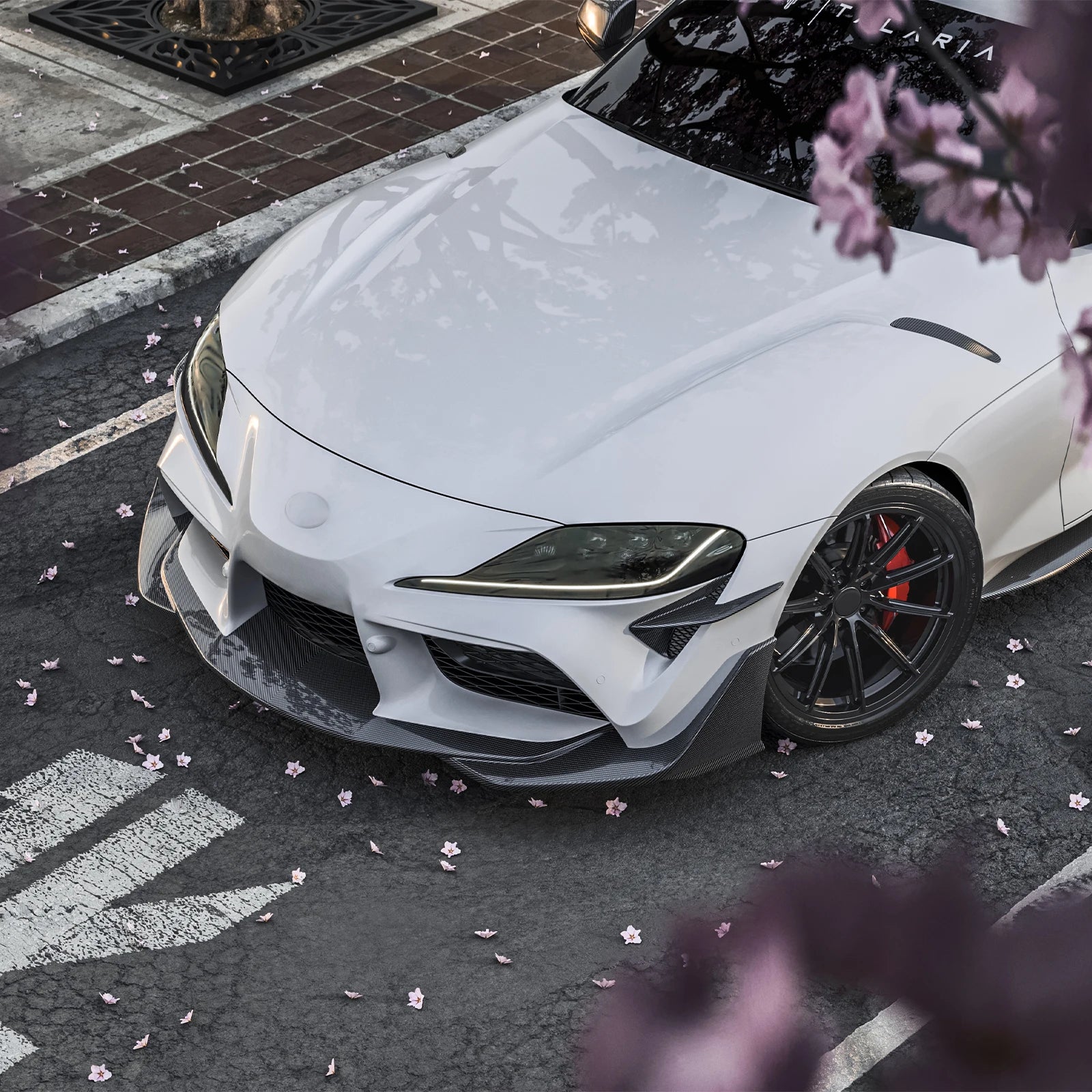 Front Bumper Canards Blade Spoiler Air Vent Planes Body Kit For Toyota Supra A90 A91 2019-2025 Glossy Black Carbon Fiber Look