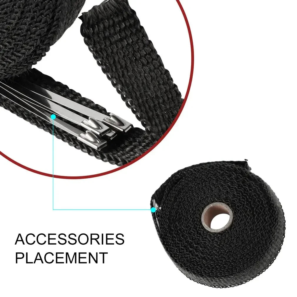 5M Fiberglass Exhaust Heat Wrap Kit | High Temperature Header & Downpipe Insulation Tape