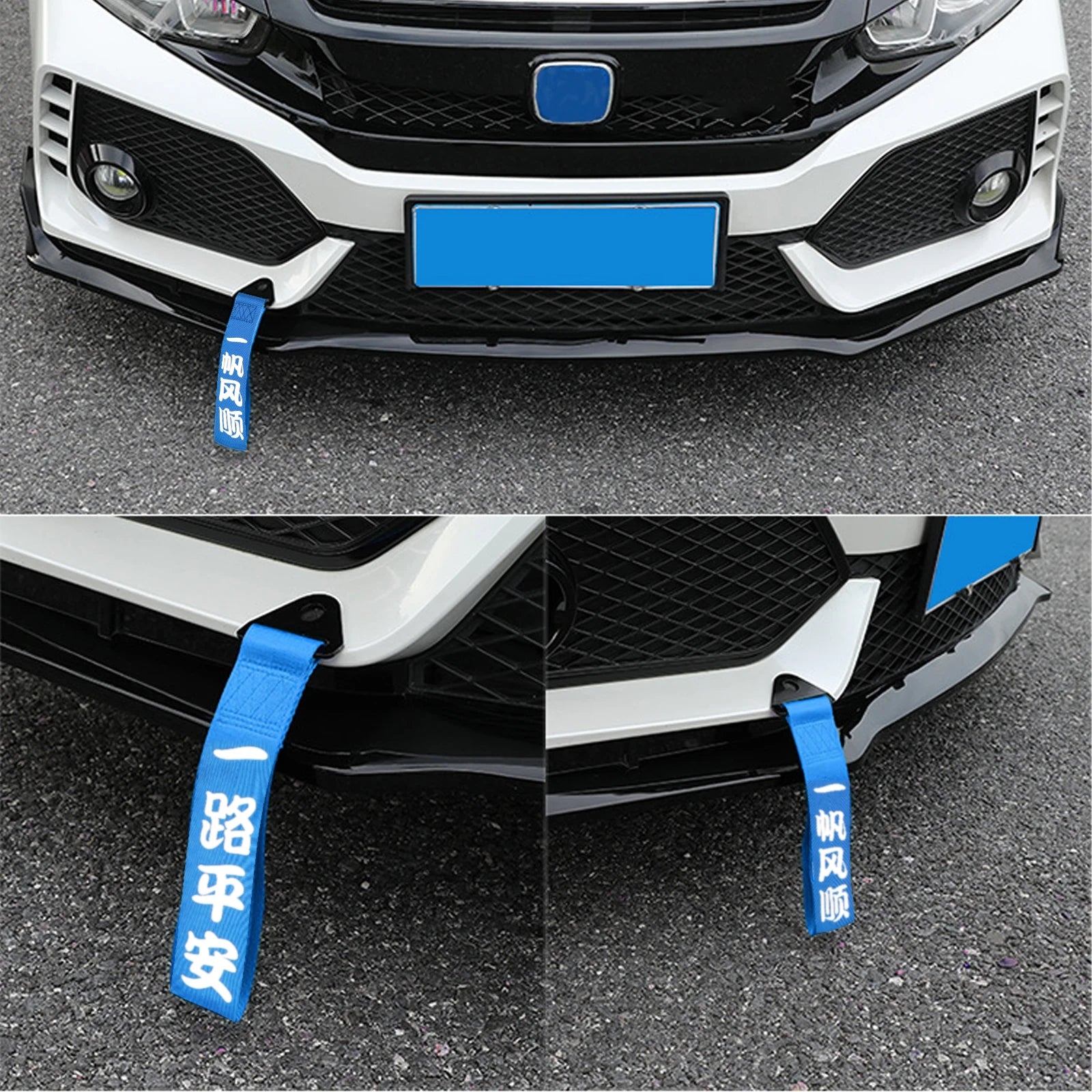 2pcs Universal Car Racing Tow Strap Belt Blue Ribbon Vehicle Bumper Trailer Towing Strap Ropes Auto Car Decoration Belt
