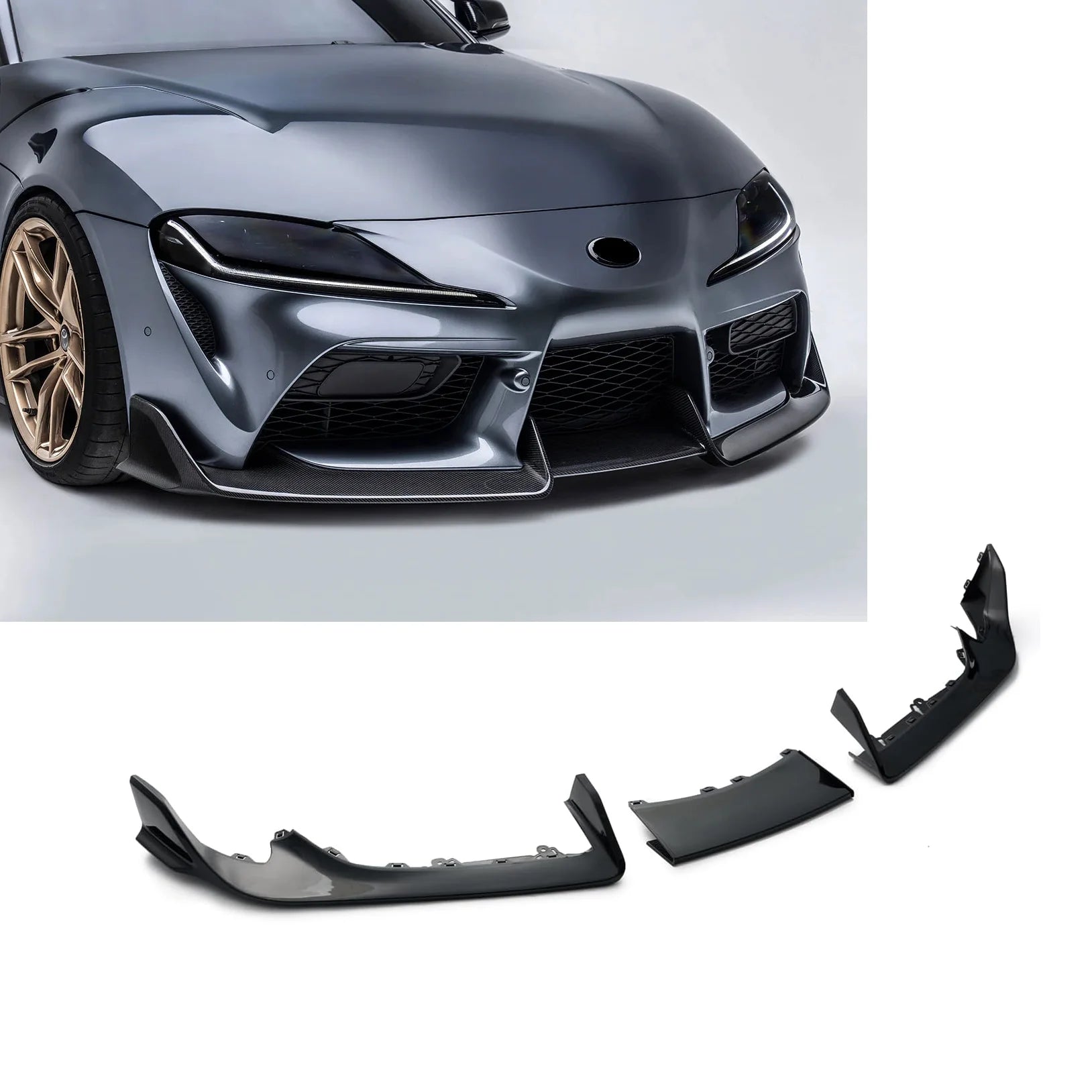 For Toyota Supra A90 A91 MK5 2020-2026 AD Style Front Bumper Spoiler Lip Lower Guard Plate Splitter Diffuser ABS 3PCS/ Set
