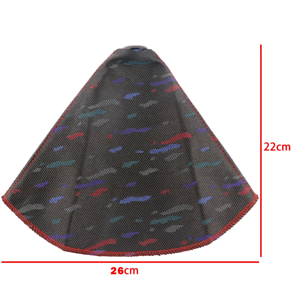 Le Mans Confetti JDM Bride Style Hyper Fabric Shifter Boot Racing Gear Shift Knob Cover Collars With Red Stitching